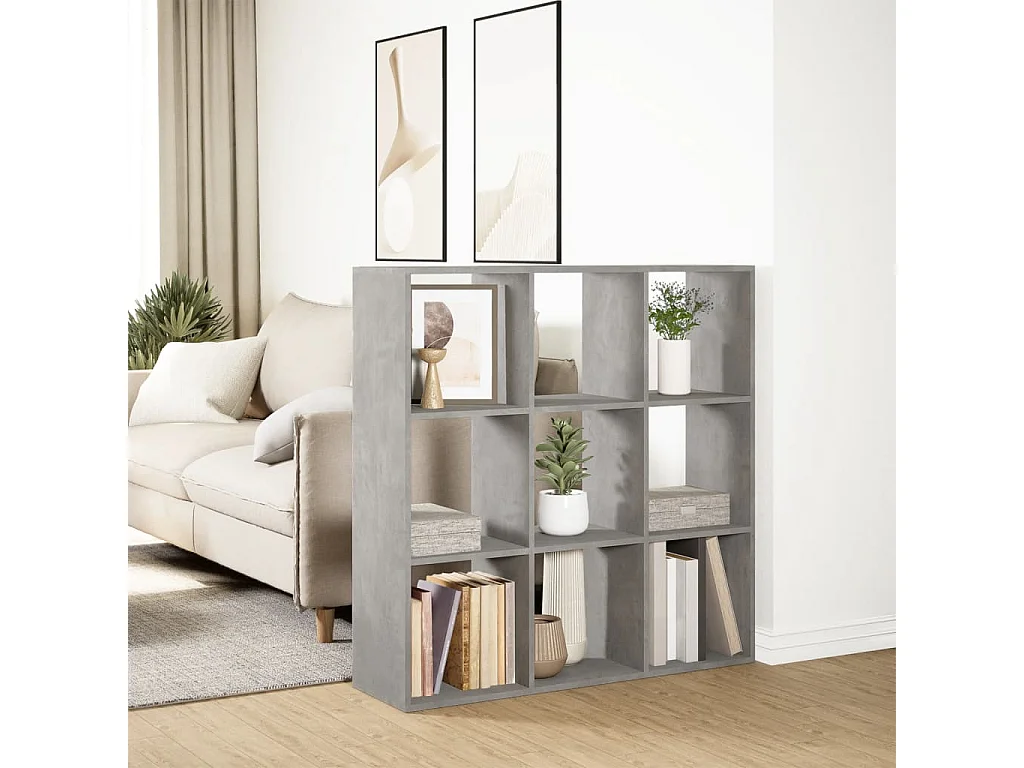 Raumteiler-Bücherregal Betongrau 102x29x103,5 cm Holzwerkstoff