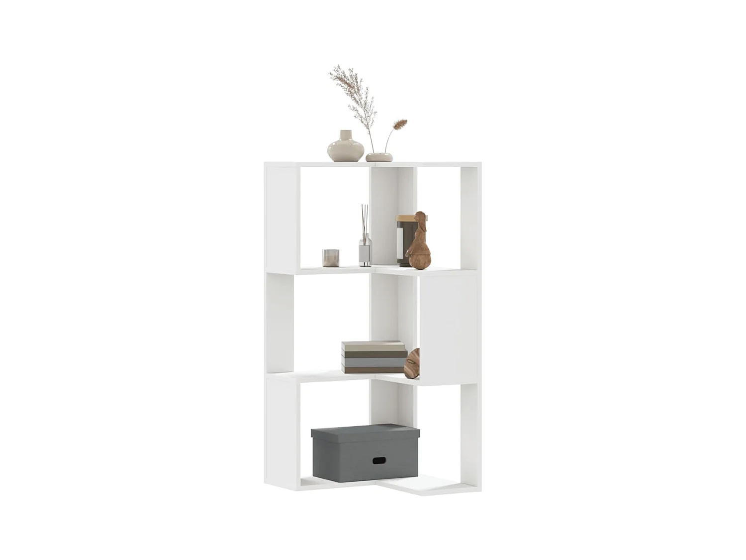 Boekenkast 3-laags hoek 50x50x102 cm bewerkt hout wit