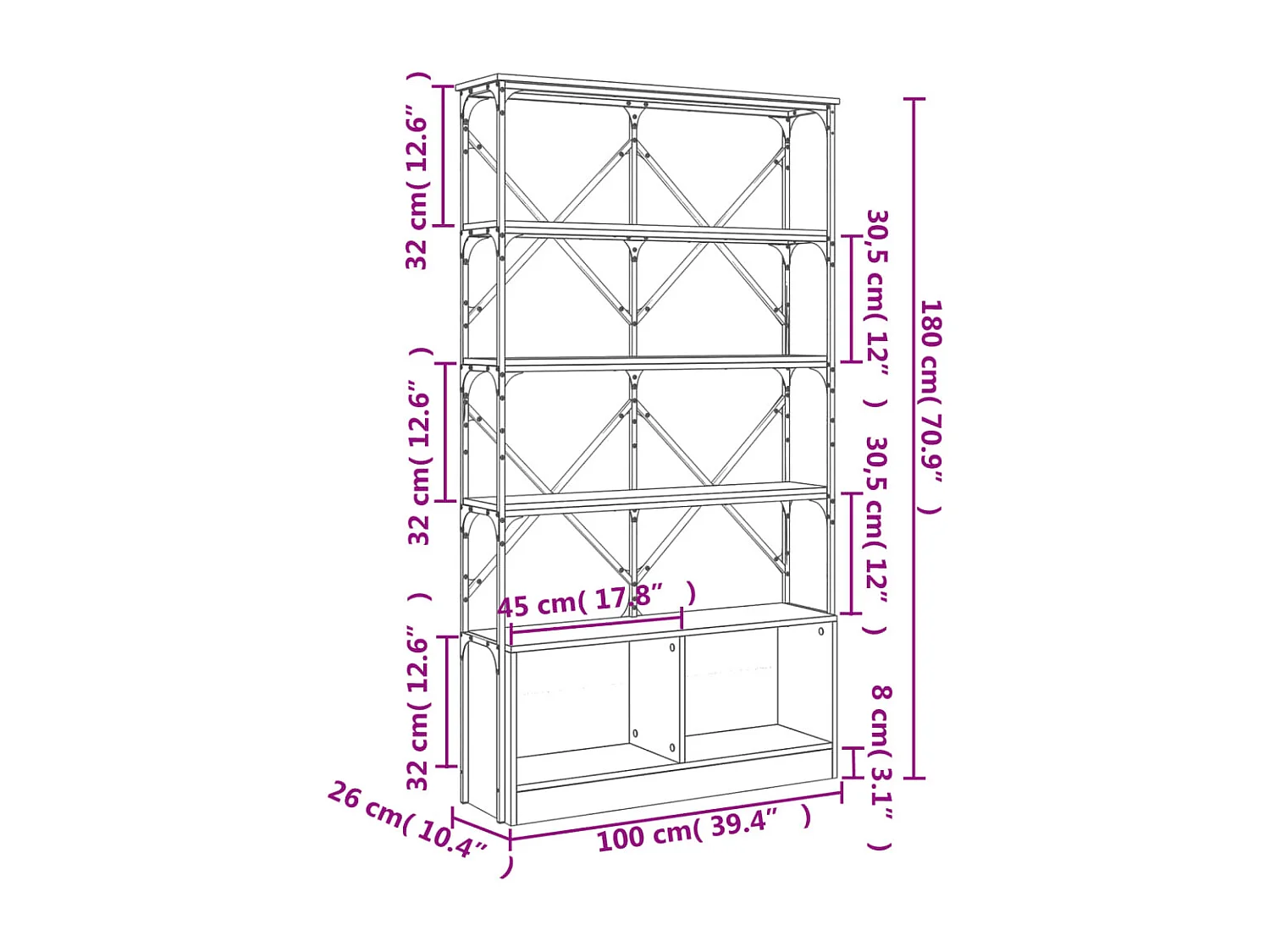 Boekenkast 4-laags 139x33,5x149 cm bewerkt hout zwart