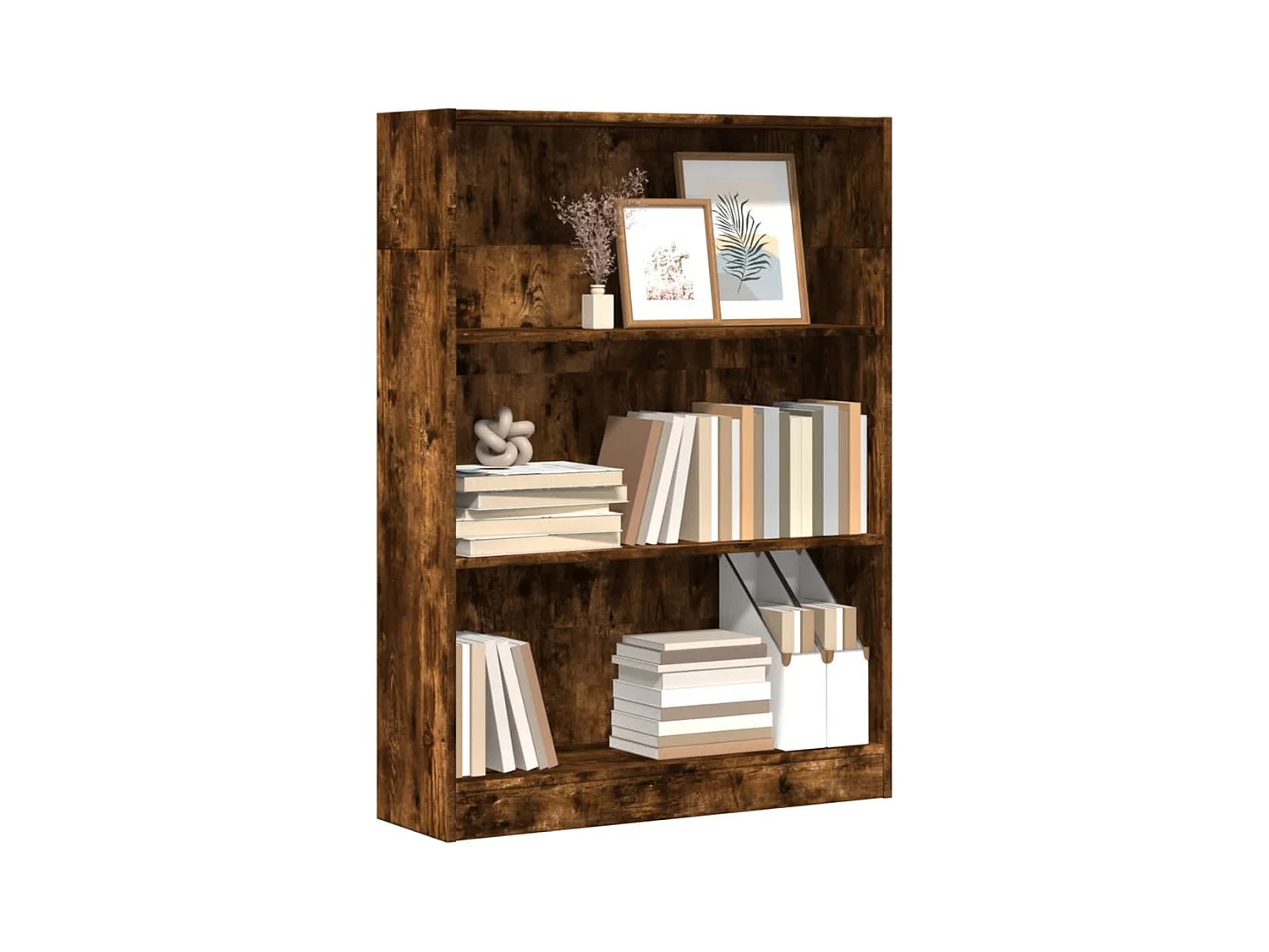 Bibliothèque chêne fumé 80x24x109 cm bois d'ingénierie