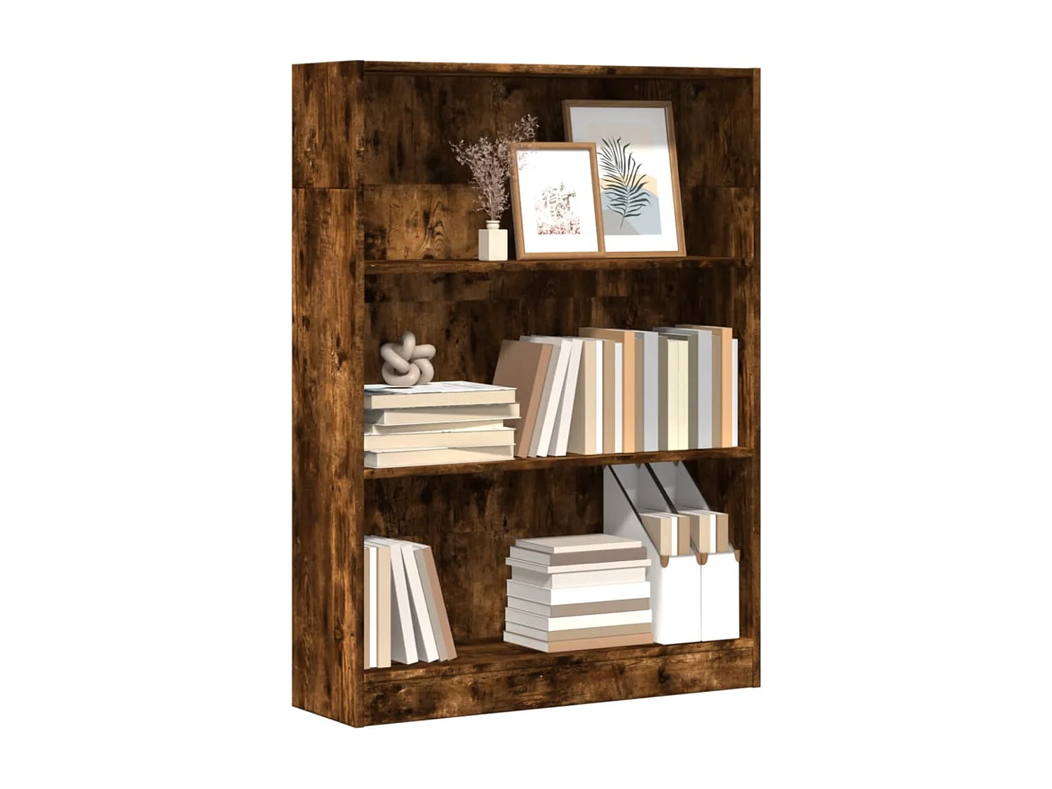 Bibliothèque chêne fumé 80x24x109 cm bois d'ingénierie