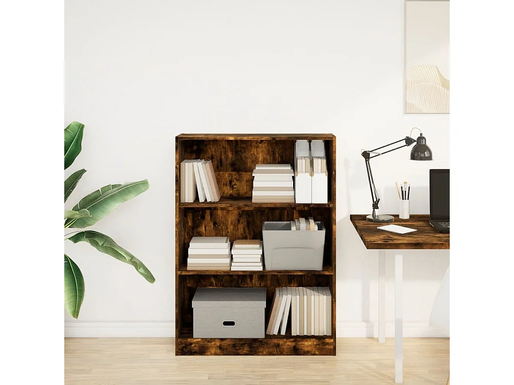 Bibliothèque chêne fumé 80x24x109 cm bois d'ingénierie