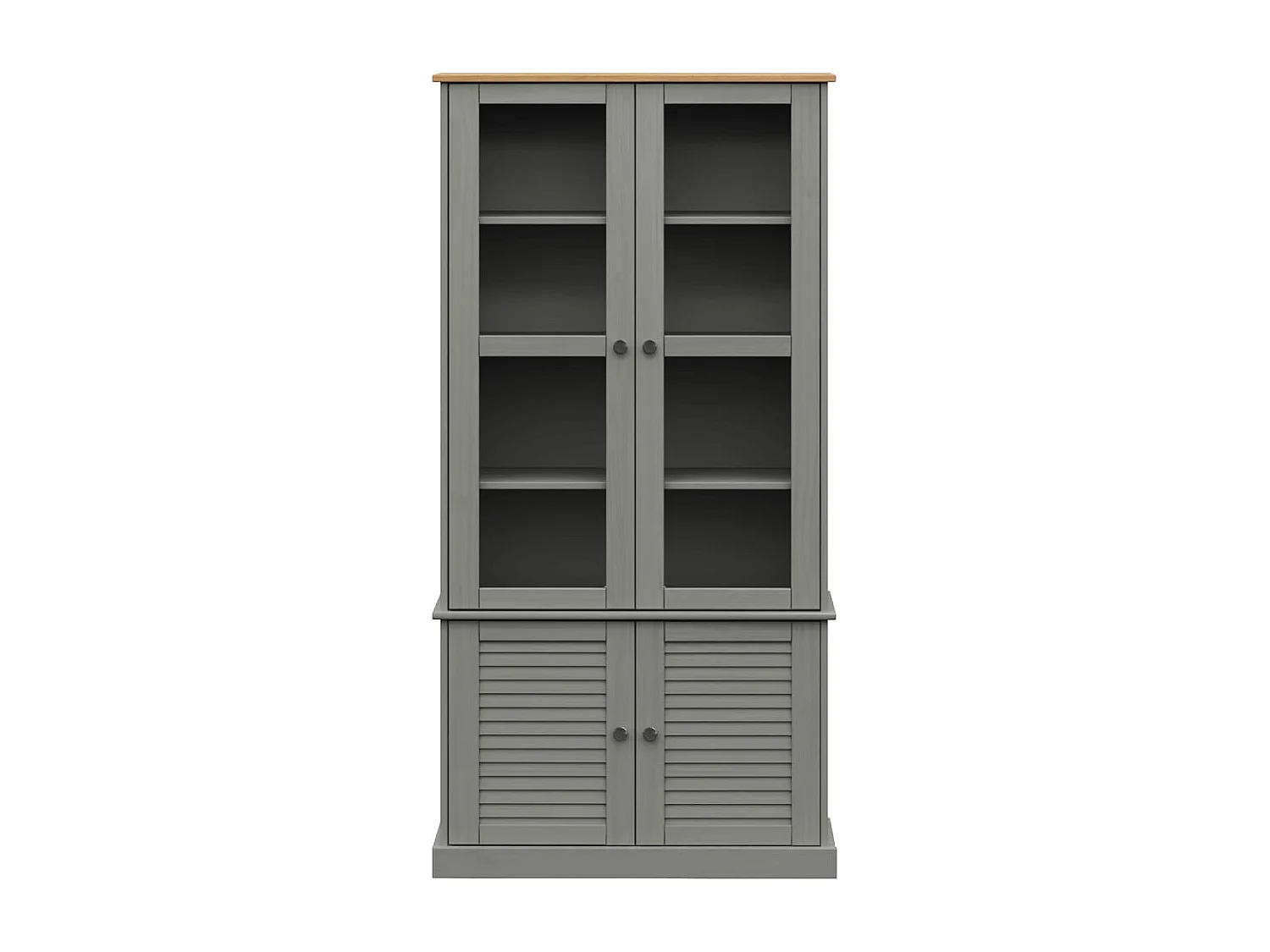Vitrine en verre VIGO gris 85x35x170 cm bois massif de pin
