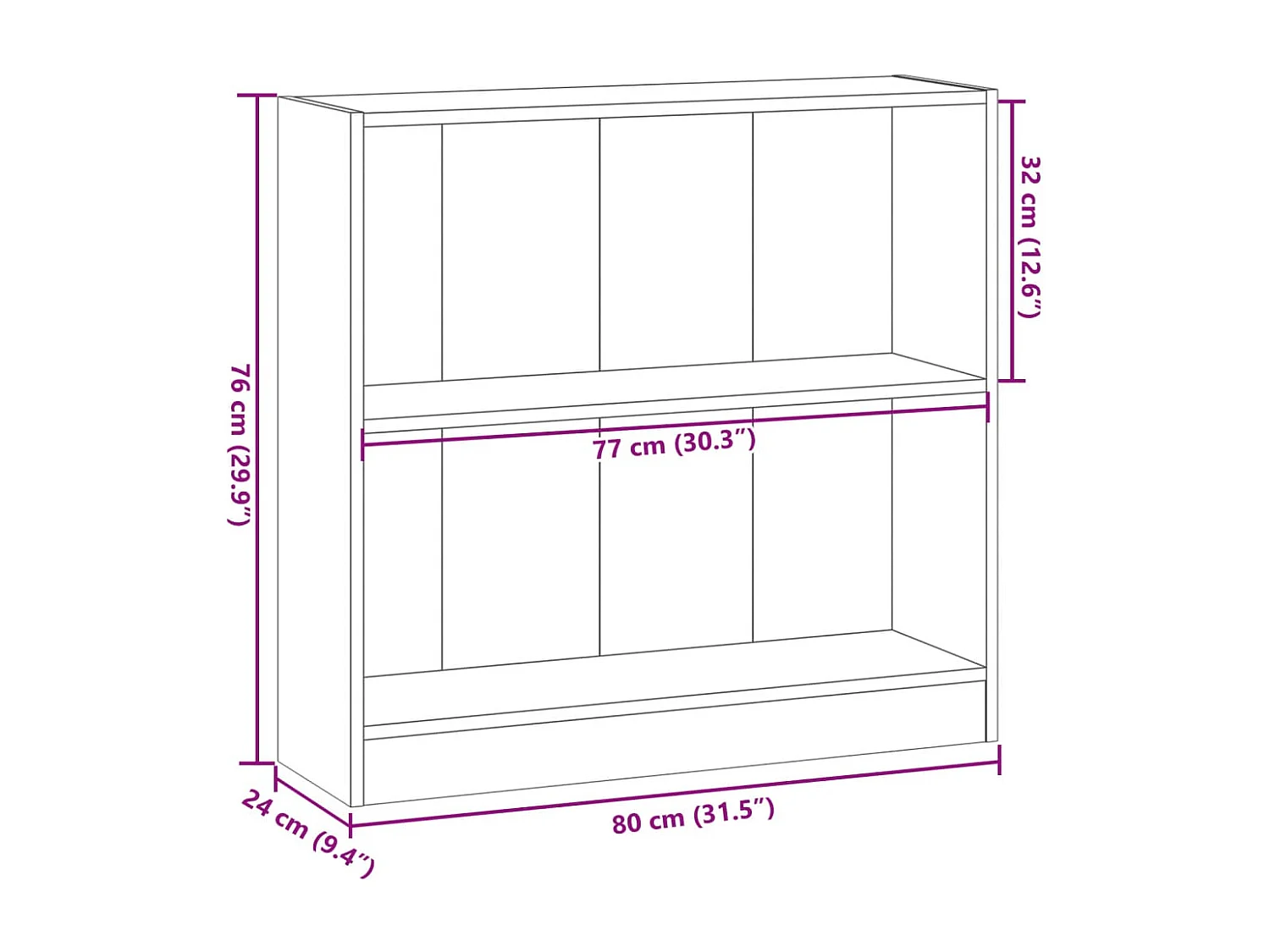 Estantería madera de ingeniería roble ahumado 40x30x77 cm