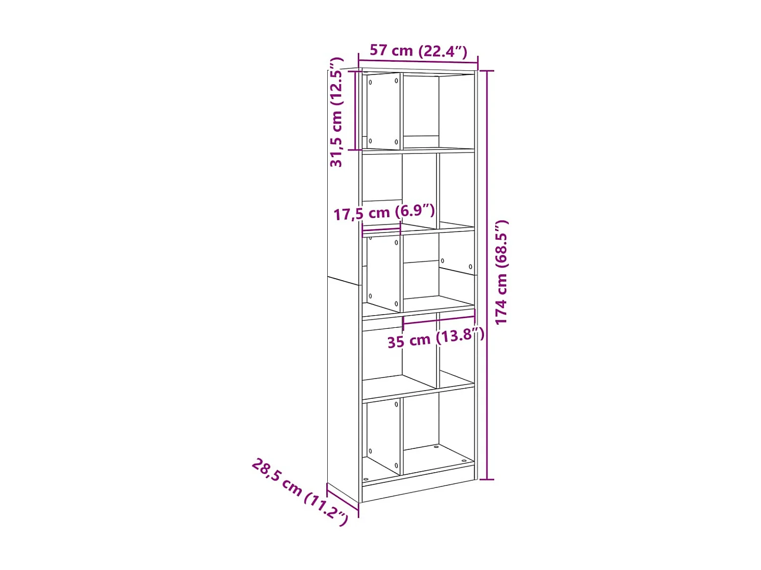 Bibliothèque chêne sonoma 57x28,5x107,5 cm bois d'ingénierie