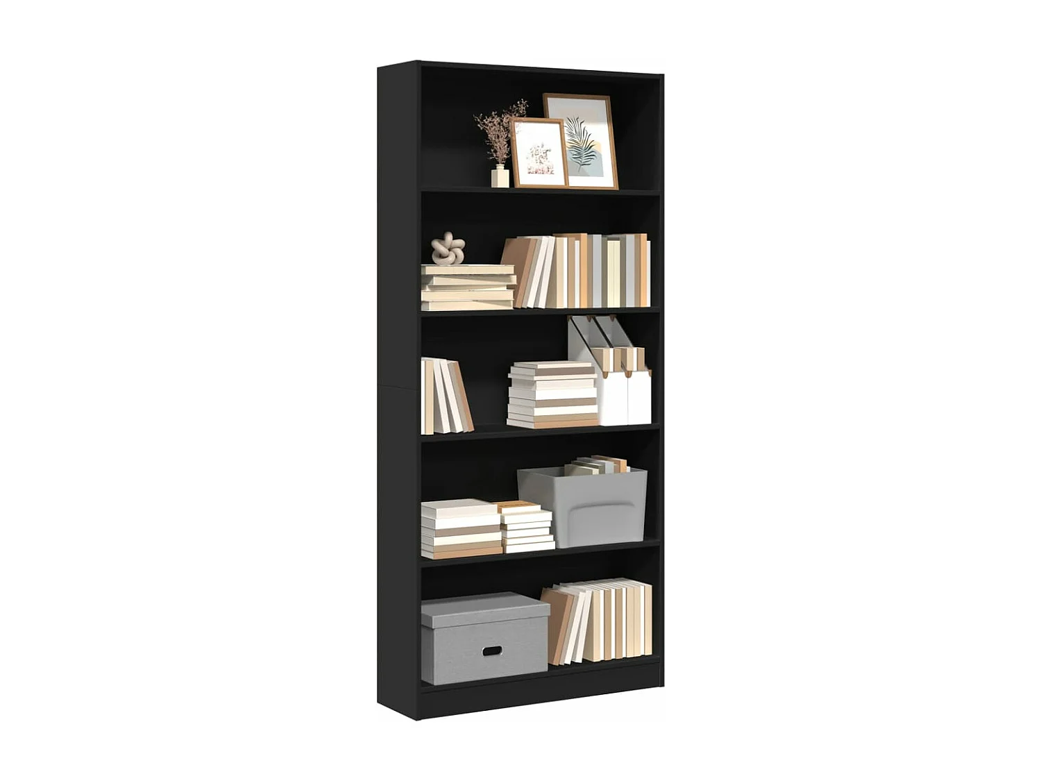 Estantería madera de ingeniería negro 80x24x176 cm