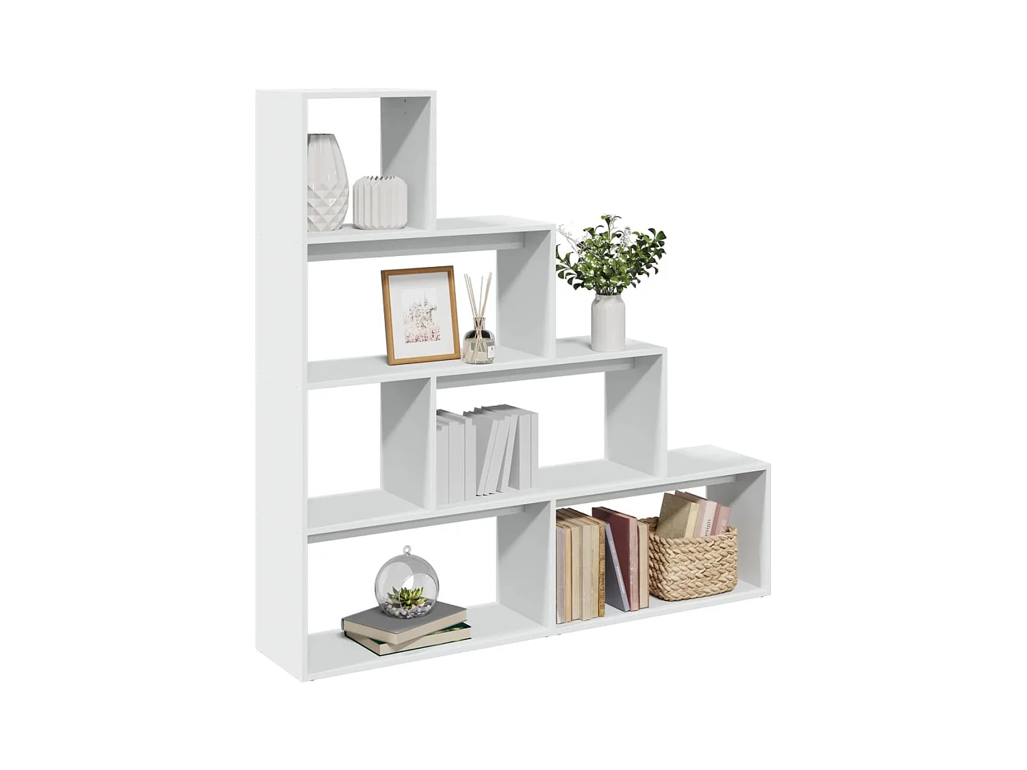 Étagère séparatrice de pièce à 4 niveaux blanc 143,5x29x143,5cm