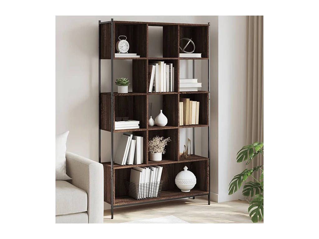 Boekenkast 102x28x172 cm bewerkt hout bruin eikenkleur