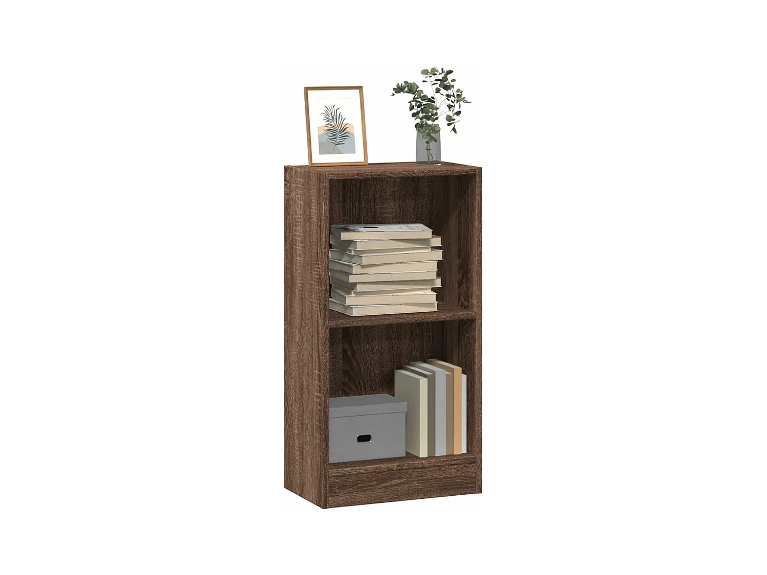 Boekenkast 40x24x76 cm bewerkt hout bruin eikenkleurig