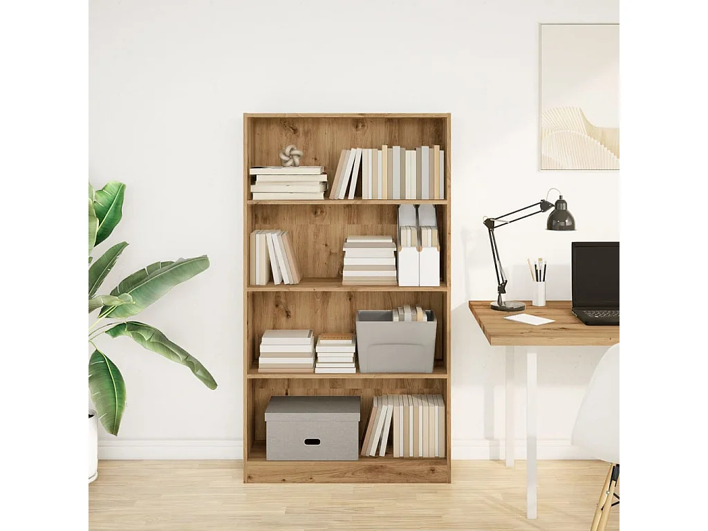 Bibliothèque chêne artisanal 80x24x143 cm bois d'ingénierie