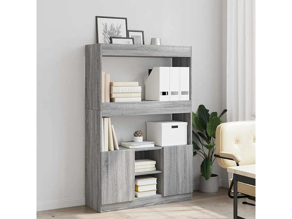 Hoge kast 92x33x140 cm bewerkt hout grijs sonoma eikenkleurig