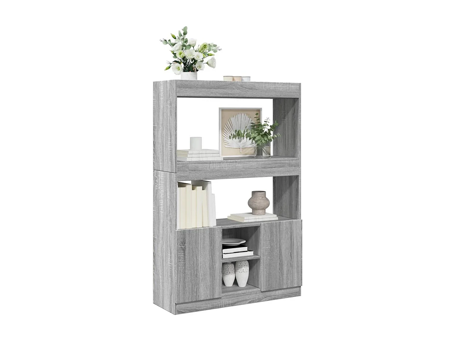 Hoge kast 92x33x140 cm bewerkt hout grijs sonoma eikenkleurig