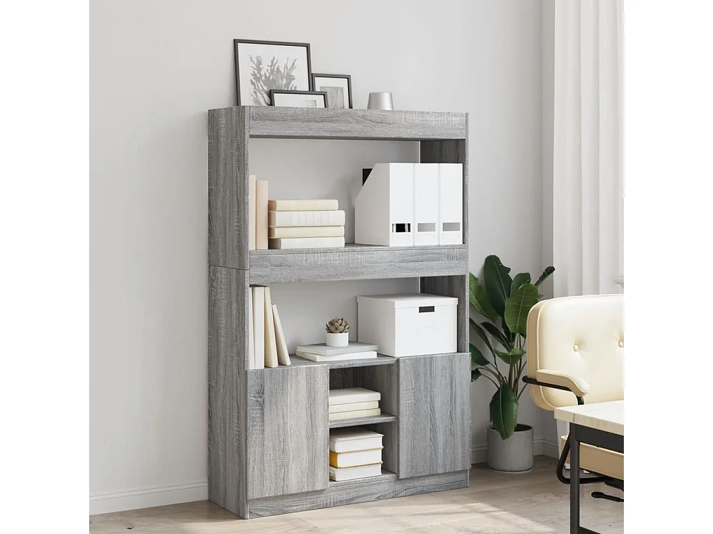 Hoge kast 92x33x140 cm bewerkt hout grijs sonoma eikenkleurig