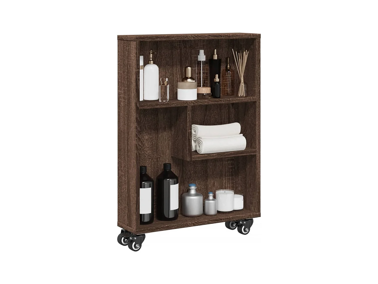 Aufbewahrungswagen Schmal Eichen-Optik 48x13x68cm Holzwerkstoff