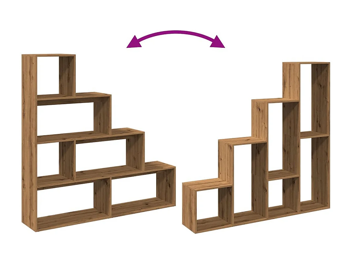 Étagère séparatrice de pièce à 3 niveaux vieux bois 99x29x99 cm