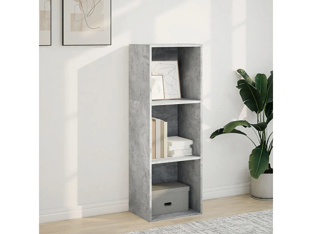 Estantería de madera de ingeniería gris hormigón 40x30x114 cm