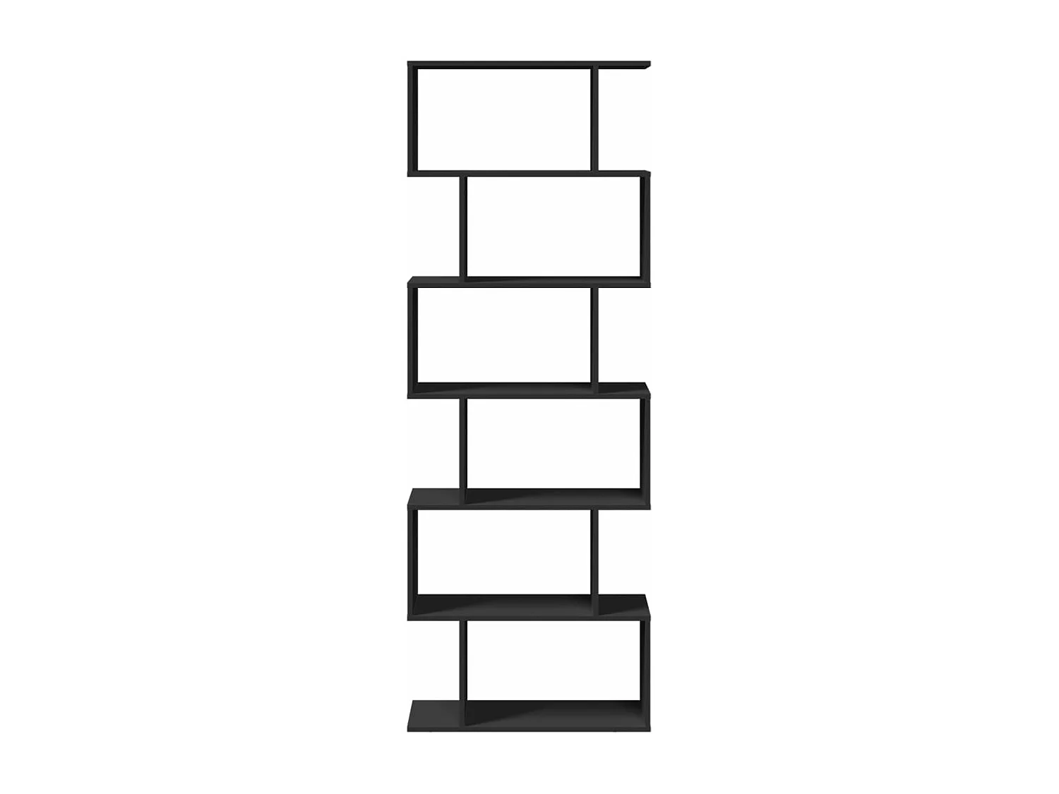 Libreria Divisorio 6 Ripiani Nera 70x24x193 cm in Truciolato