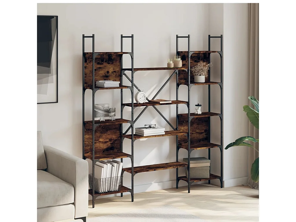 Bibliothèque chêne fumé 155,5x24x166,5 cm bois d'ingénierie