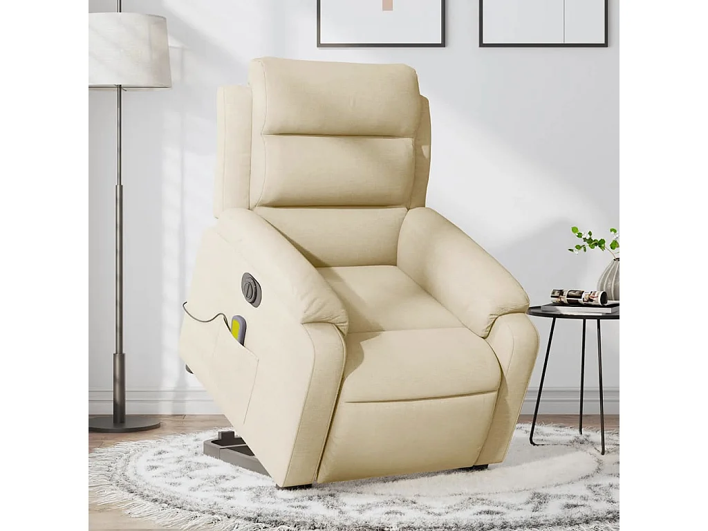 Fauteuil inclinable de massage électrique Crème Tissu