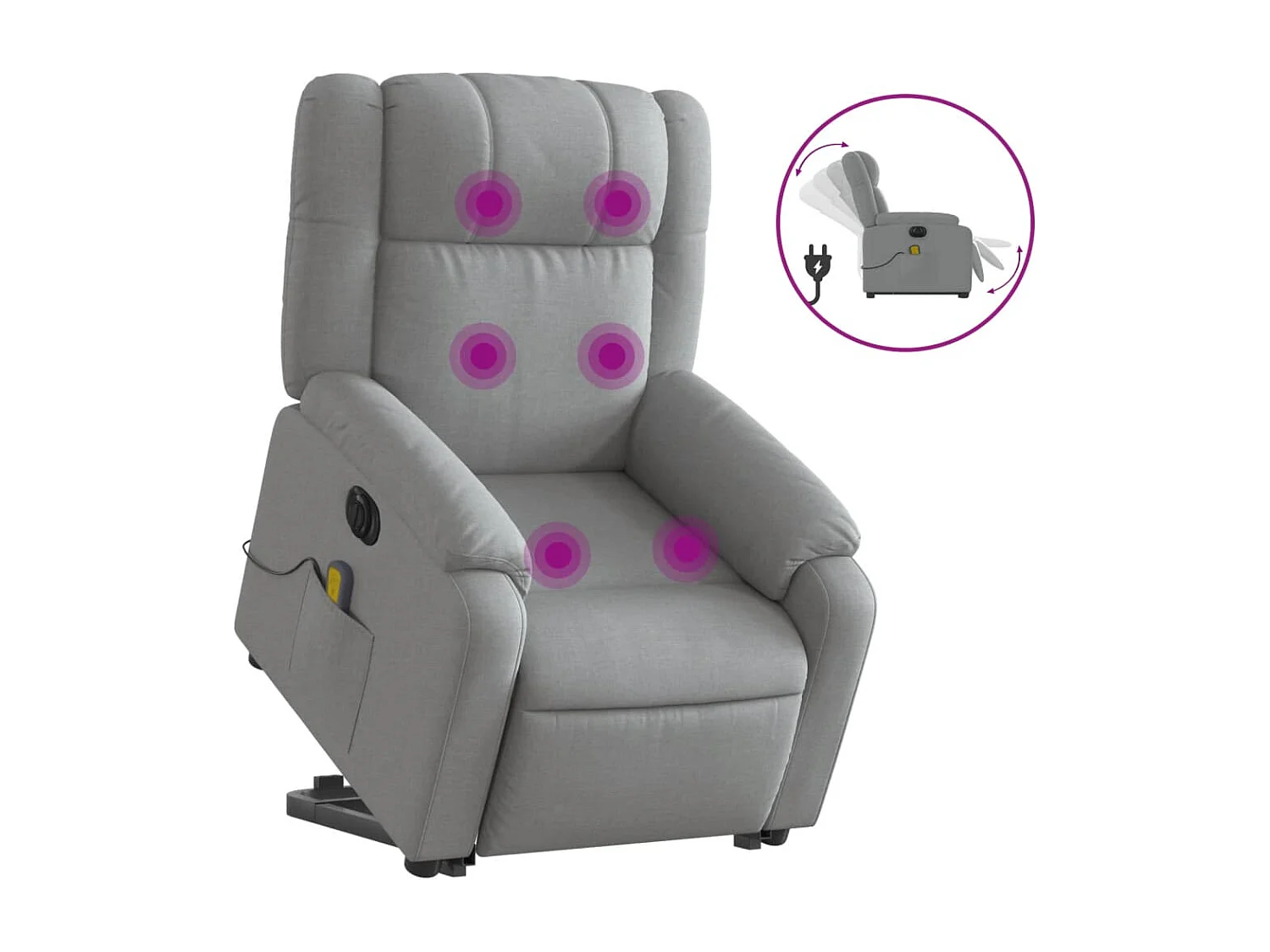 Fauteuil inclinable de massage électrique Gris clair Tissu