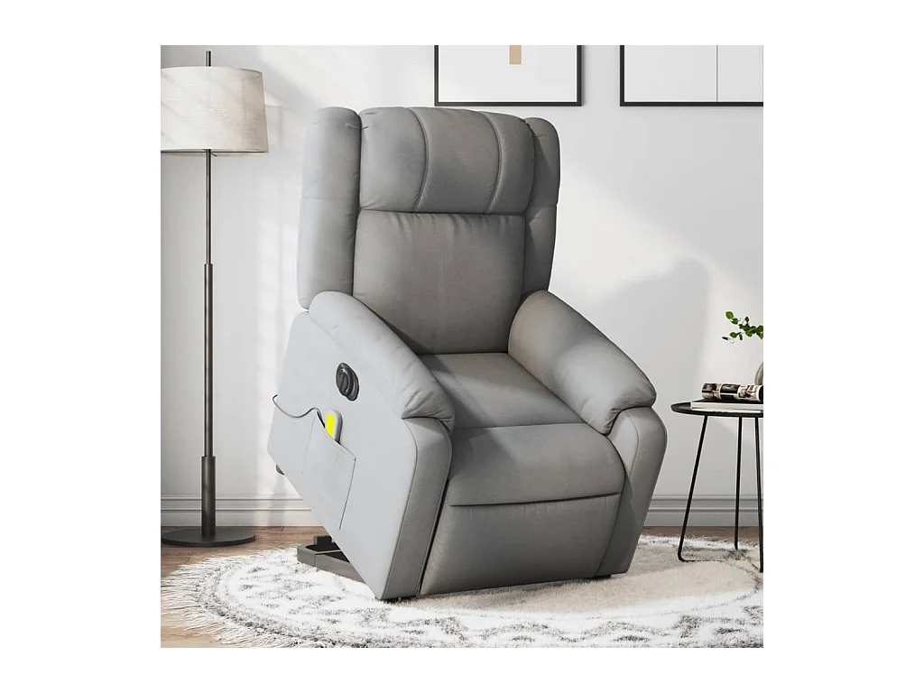 Fauteuil inclinable de massage électrique Gris clair Tissu