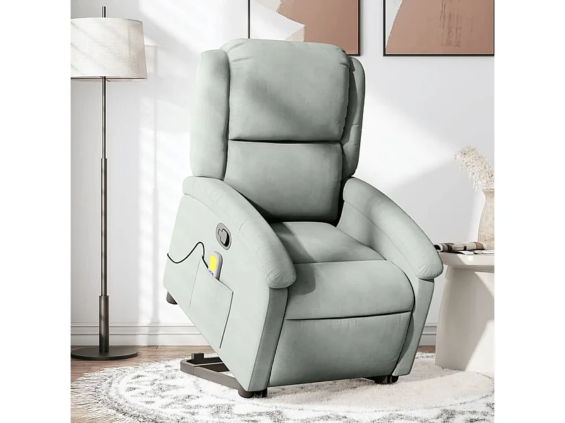 Fauteuil de massage inclinable Gris clair Velours