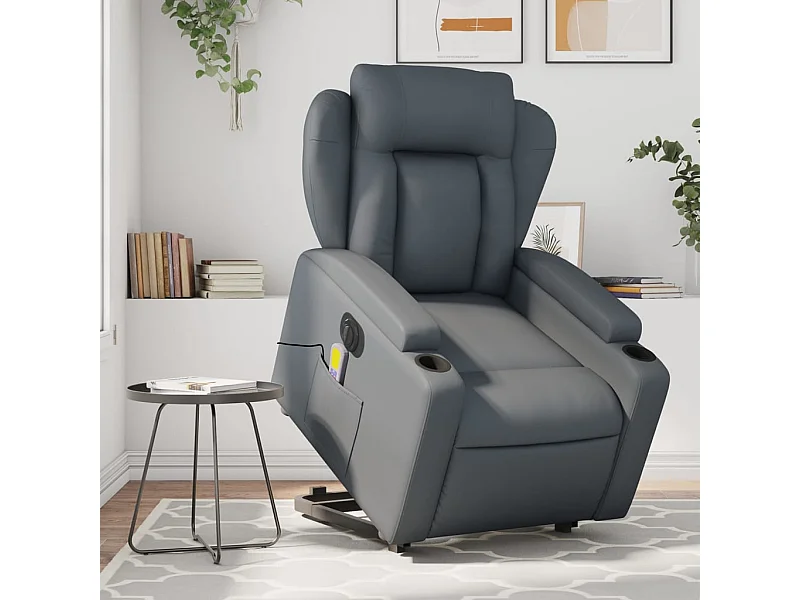 Fauteuil inclinable de massage électrique gris similicuir