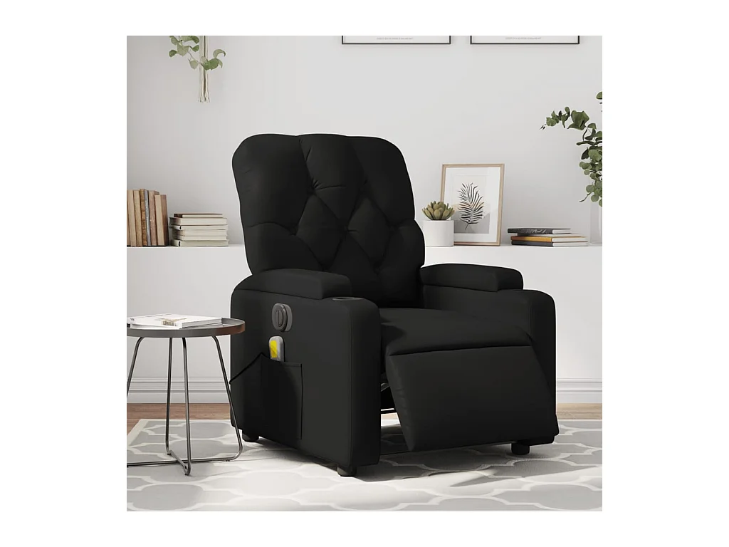 Fauteuil de massage inclinable électrique noir similicuir