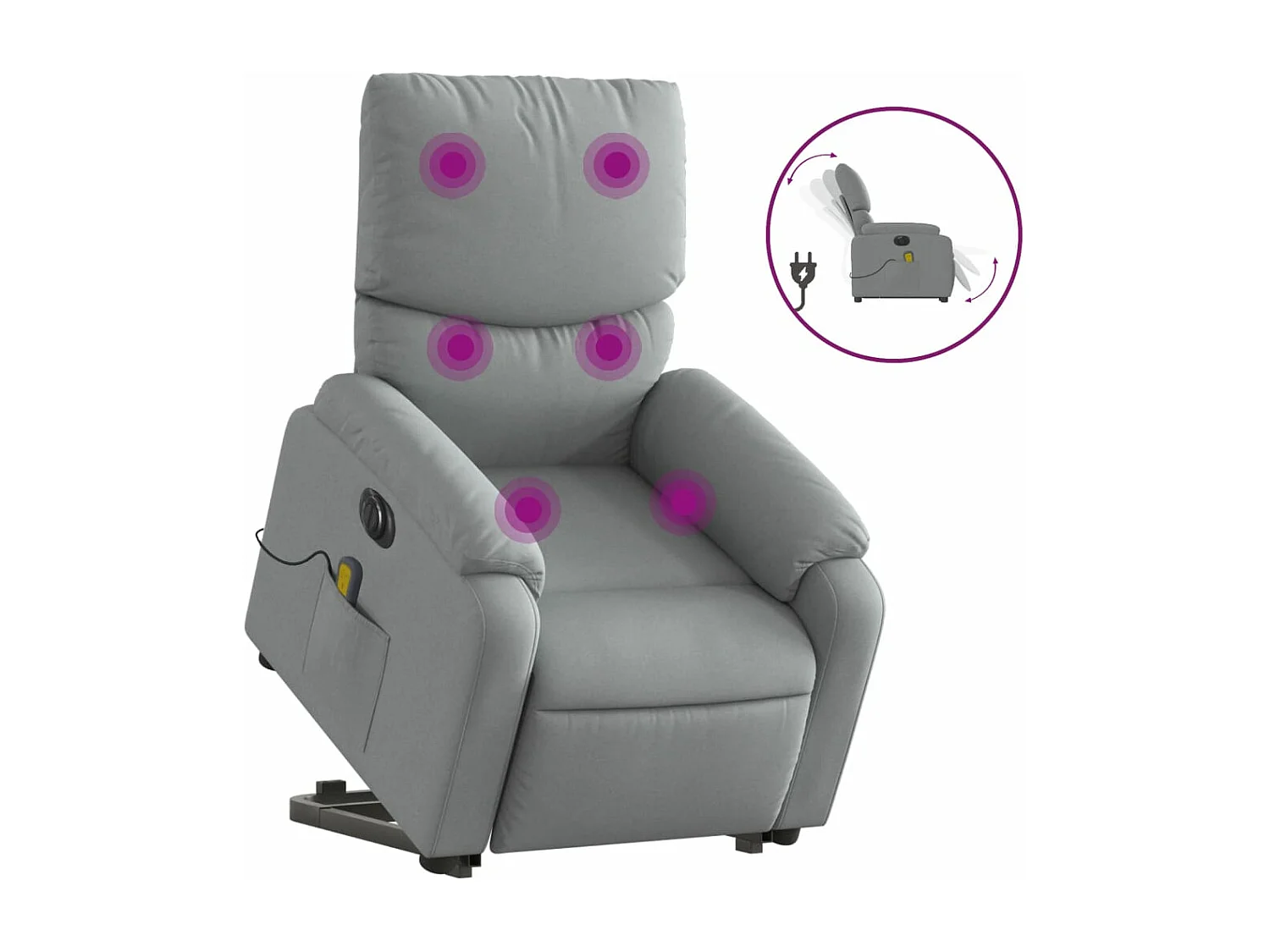 Fauteuil inclinable de massage électrique Gris clair Tissu