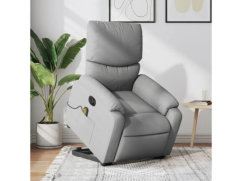 Sillón de masaje eléctrico reclinable elevable tela gris claro