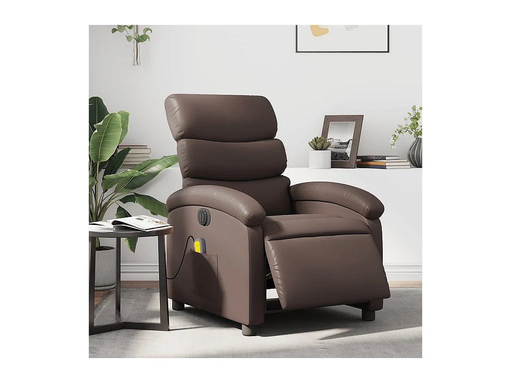 Fauteuil de massage inclinable électrique marron similicuir