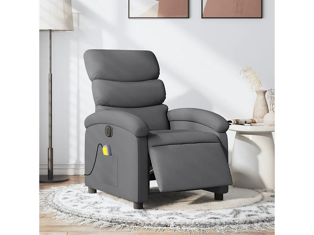 Fauteuil inclinable de massage électrique gris foncé tissu