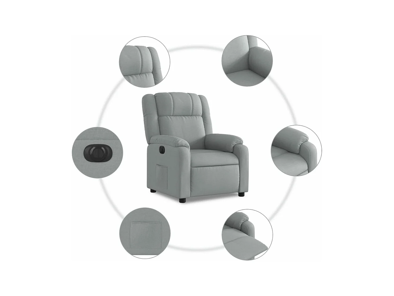 Fauteuil inclinable électrique Gris clair Tissu