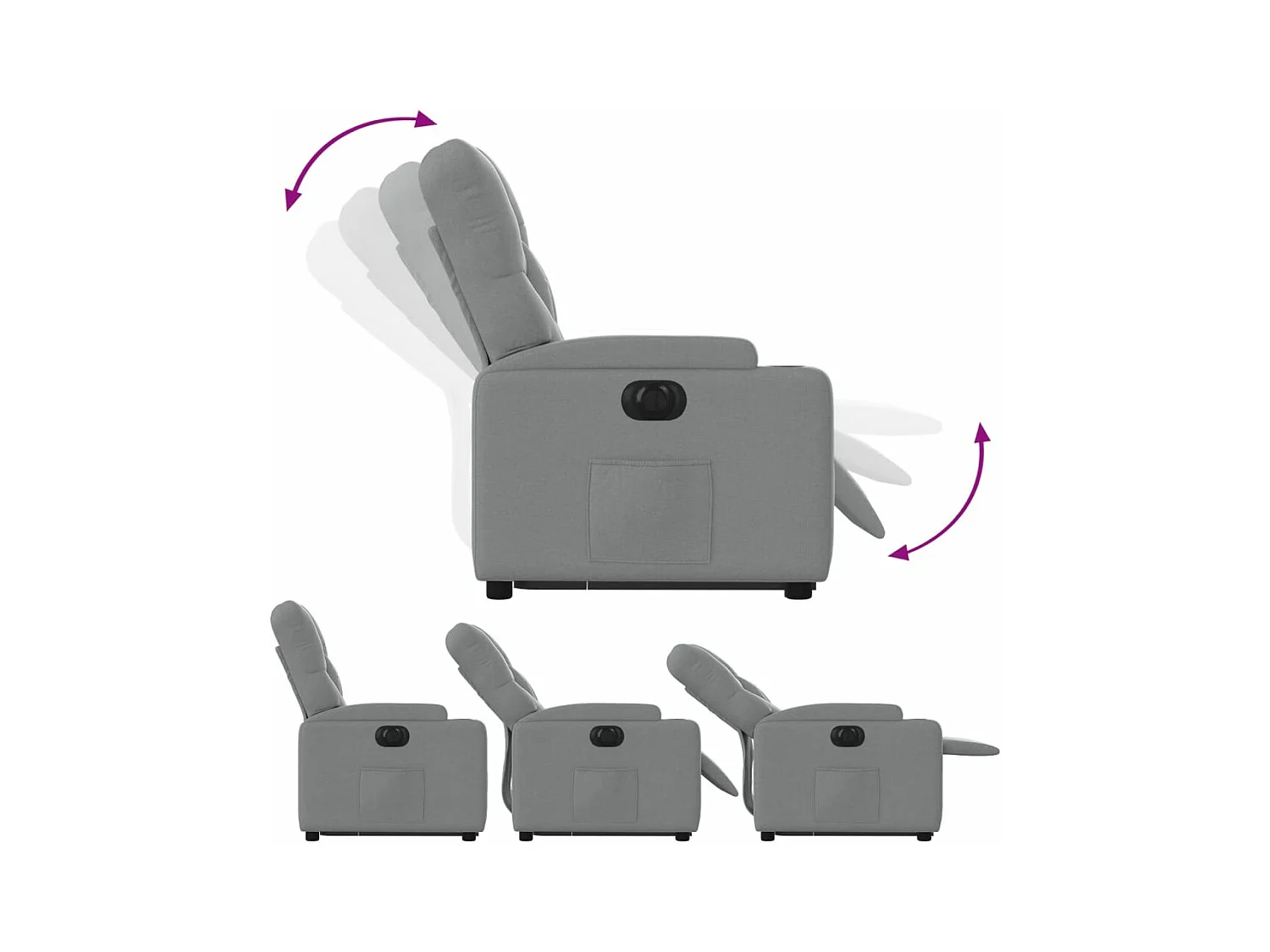 Fauteuil inclinable électrique gris clair tissu