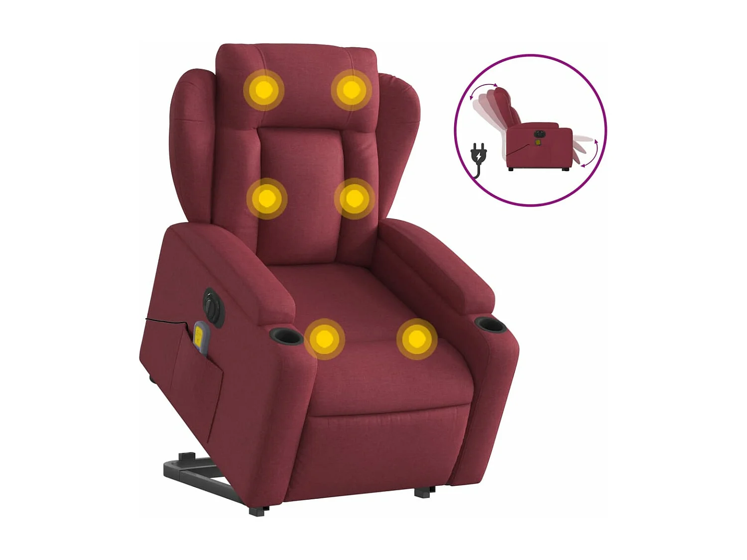 Fauteuil inclinable de massage électrique Rouge bordeaux Tissu