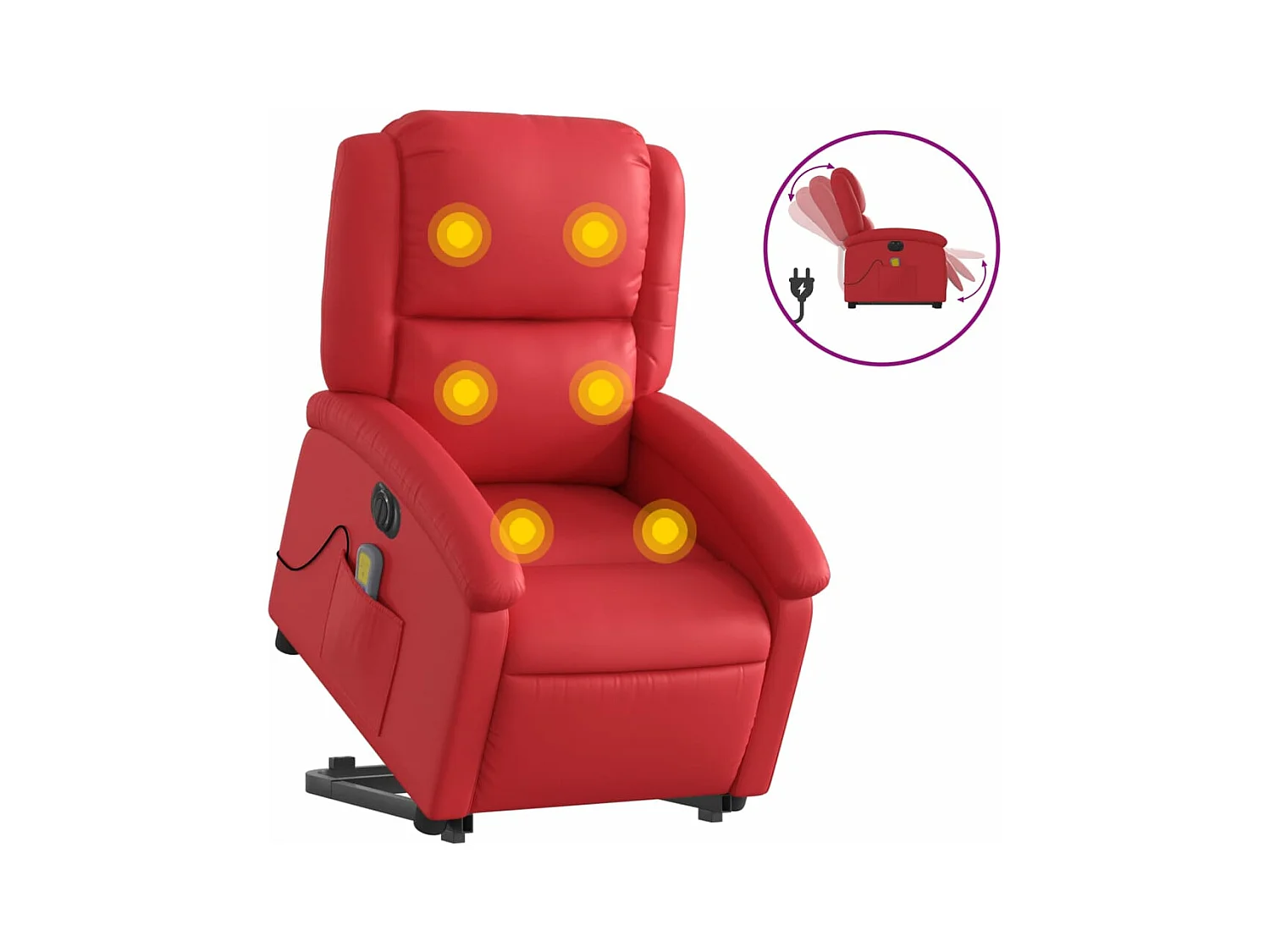 Massagesessel mit Aufstehhilfe Elektrisch Rot Kunstleder