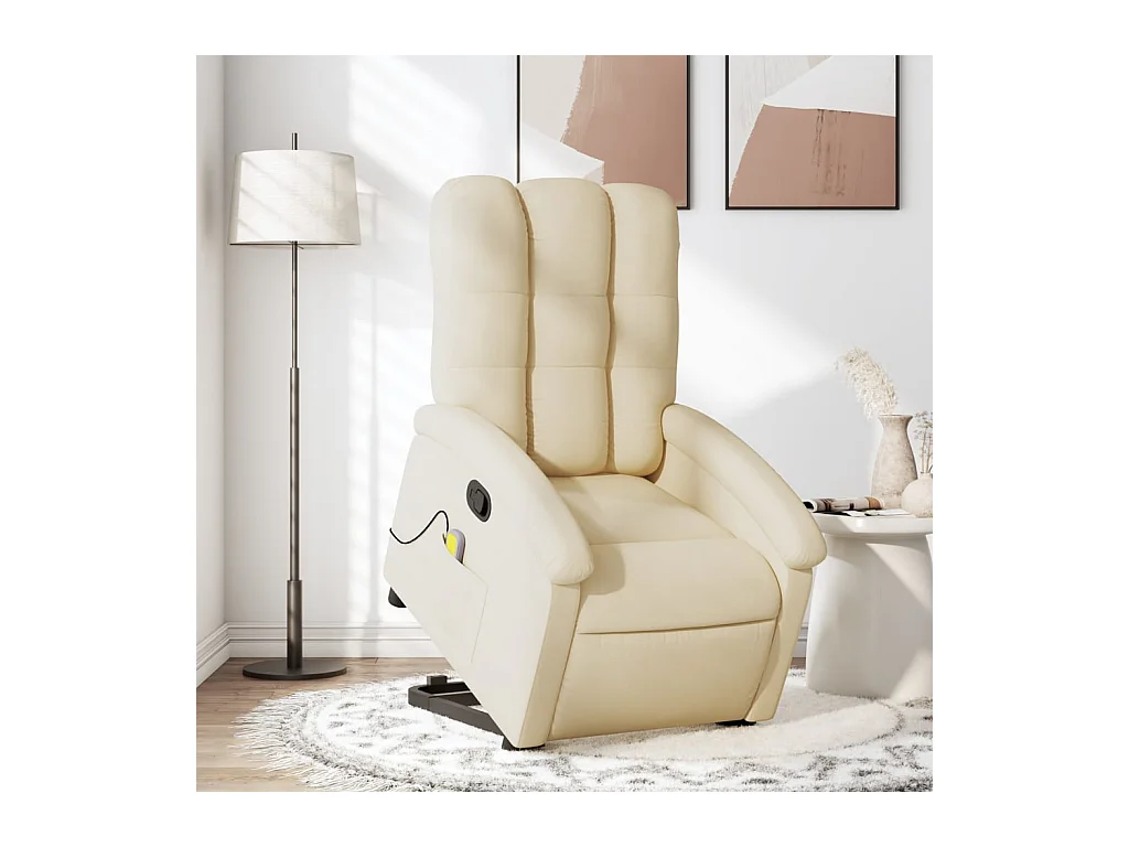 Fauteuil inclinable de massage Crème Tissu