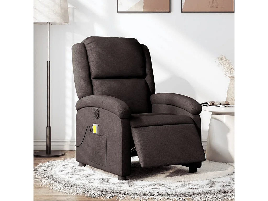 Fauteuil de massage inclinable électrique Marron foncé Tissu