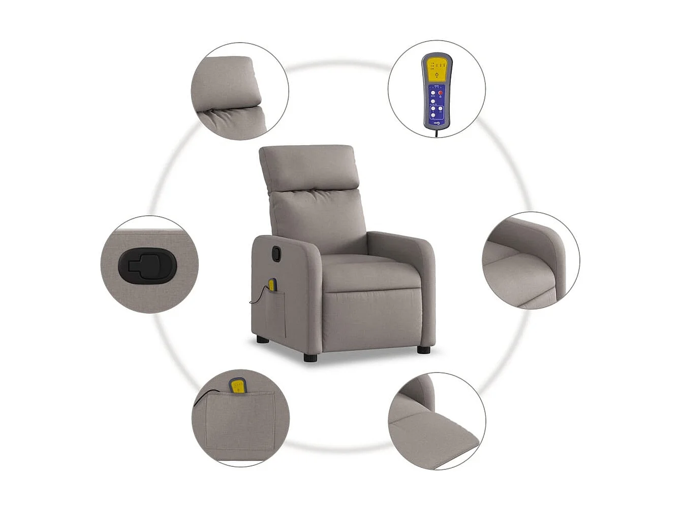Fauteuil de massage inclinable Taupe Tissu