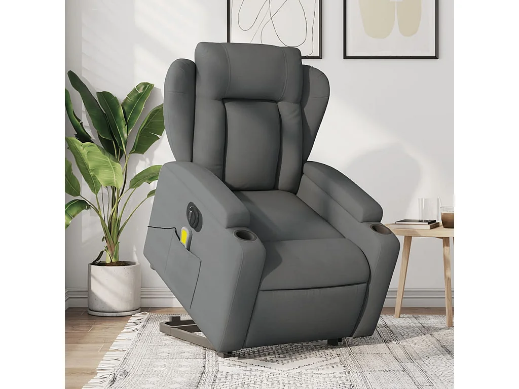 Fauteuil inclinable de massage électrique Gris foncé Tissu