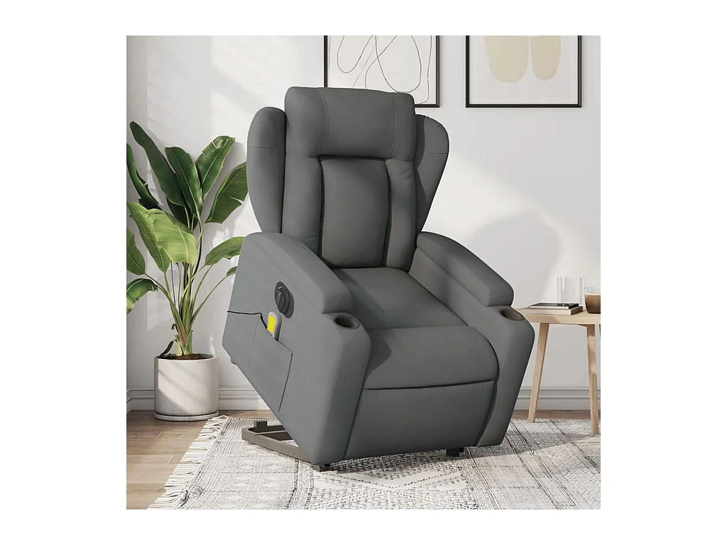 Fauteuil inclinable de massage électrique Gris foncé Tissu