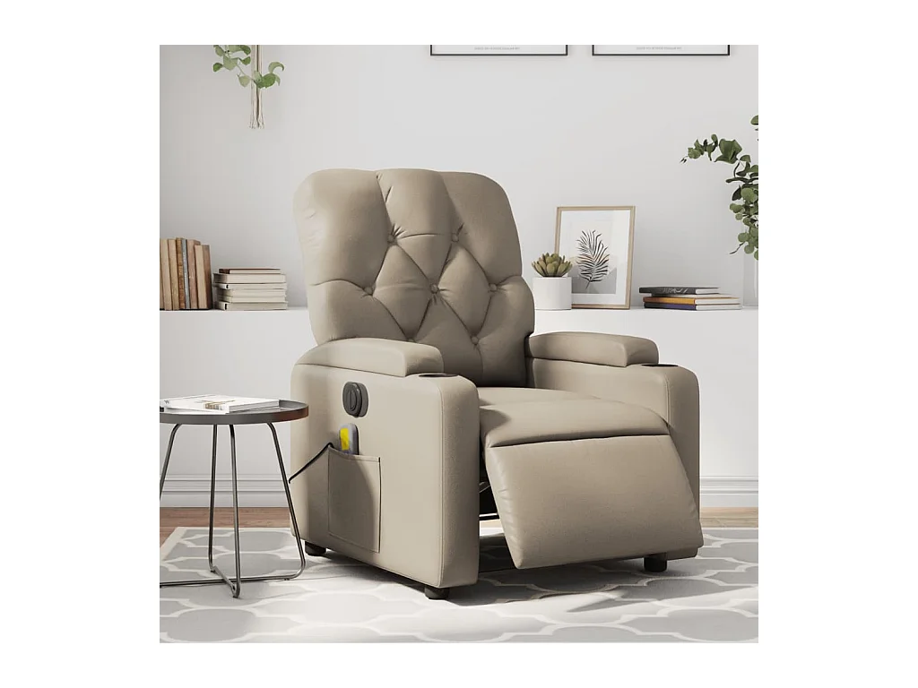 Poltrona massagens reclinável elétrica couro artif. cappuccino