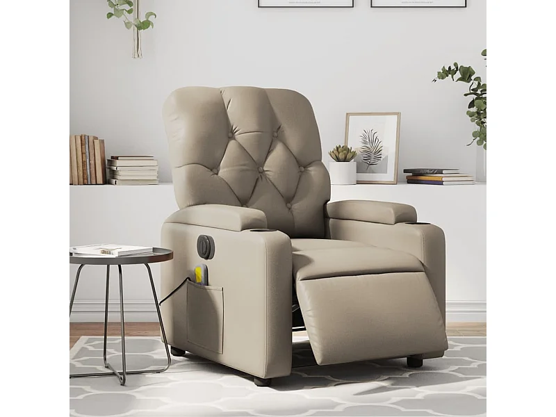 Sillón reclinable de masaje eléctrico cuero sintético capuchino