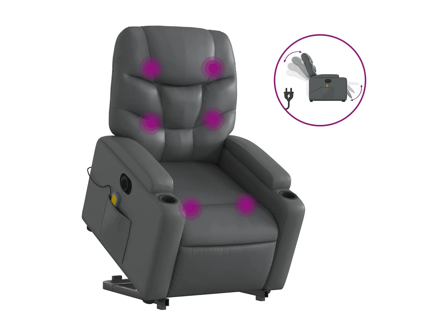 Fauteuil inclinable de massage électrique gris similicuir