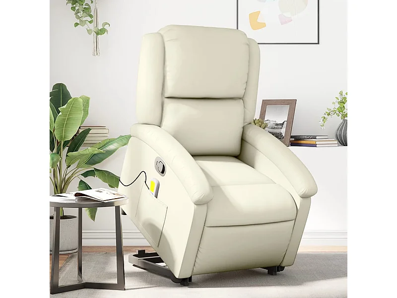 Fauteuil inclinable de massage Crème Similicuir