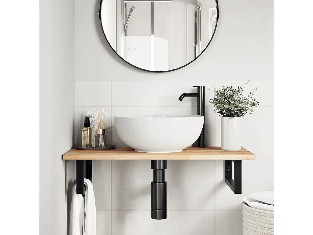 Encimera tocador baño madera maciza acacia sin tratar 60x40x2cm