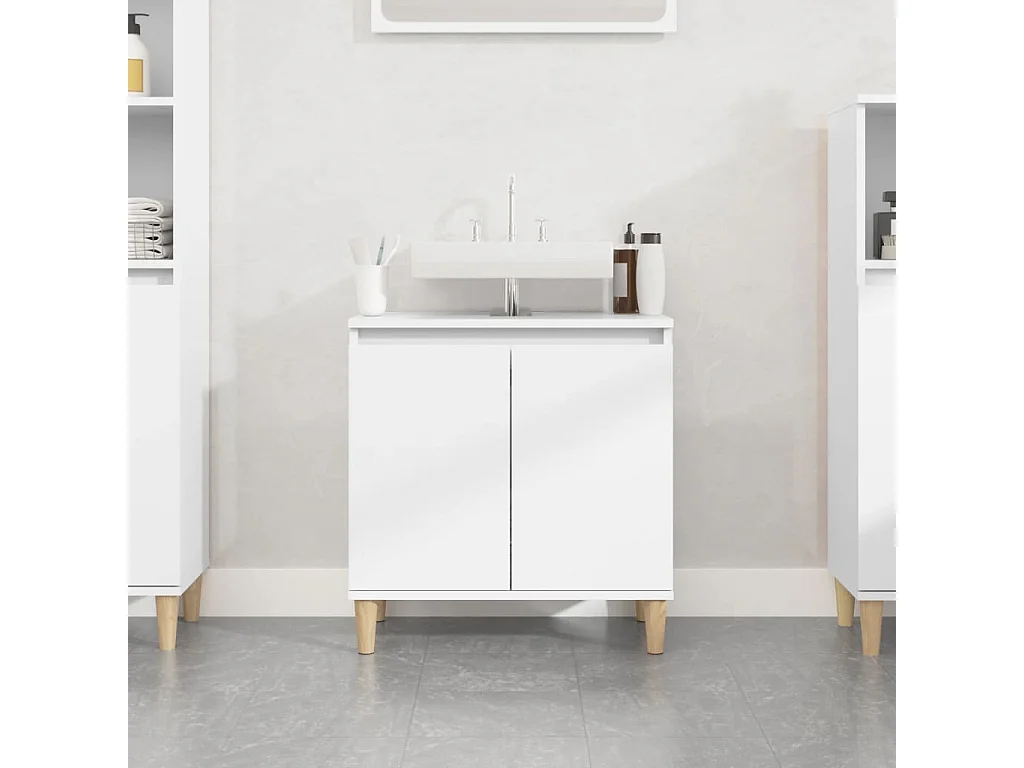 Armario para lavabo madera contrachapada blanco 58x33x60 cm