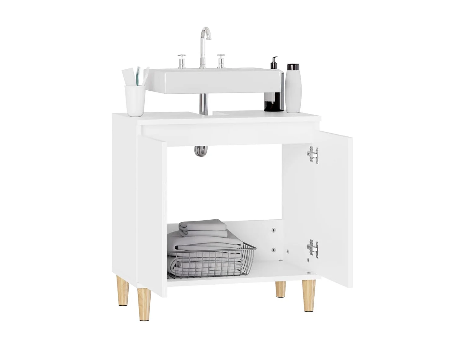 Armario para lavabo madera contrachapada blanco 58x33x60 cm