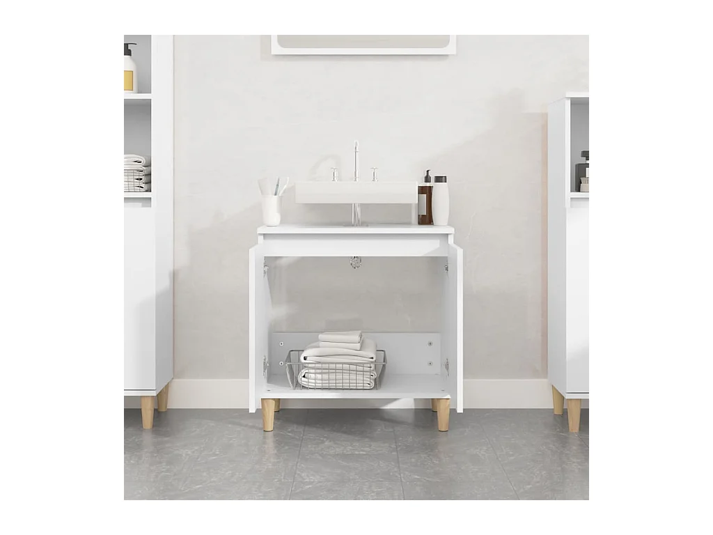 Meuble d'évier blanc 58x33x60 cm bois d'ingénierie