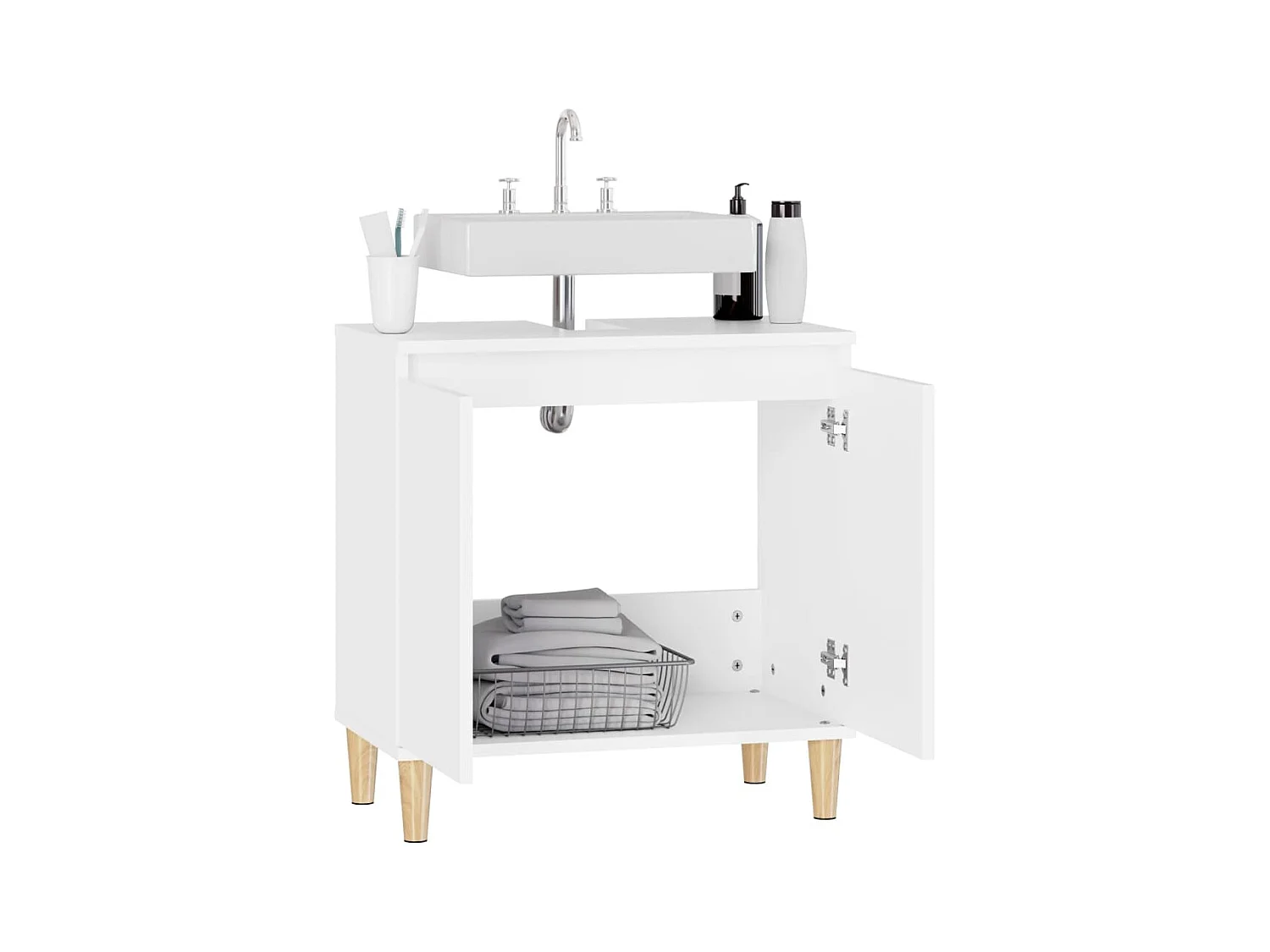 Meuble d'évier blanc 58x33x60 cm bois d'ingénierie